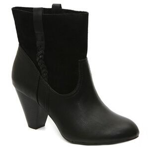 Jessica Simpson Womens Olivie Black Leather & Suede Ankle Boots Braid Detail 8.5